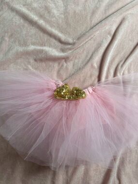 Pink tutu gold bow birthday girl